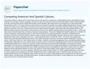 Essay on Comparing American and Spanish Cultures