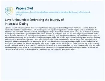 Essay on Love Unbounded: Embracing the Journey of Interracial Dating