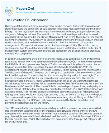 Essay on The Evolution of Collaboration