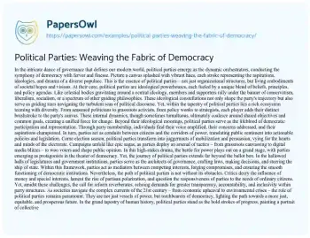 Essay on Political Parties: Weaving the Fabric of Democracy