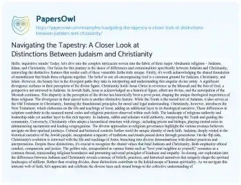 Essay on Navigating the Tapestry: a Closer Look at Distinctions between Judaism and Christianity