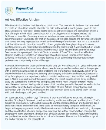 Essay on Art and Effective Altruism