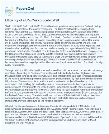 Essay on Efficiency of a U.S.-Mexico Border Wall