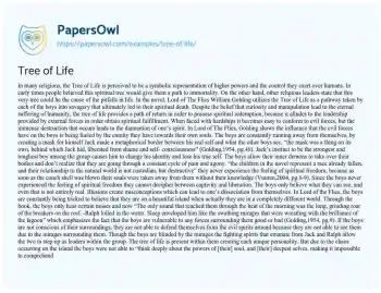 Essay on Tree of Life