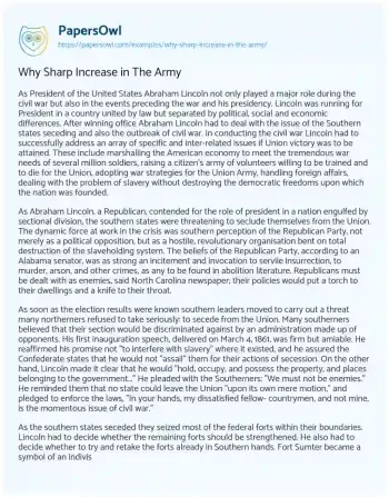 Essay on Why Sharp Increase in the Army