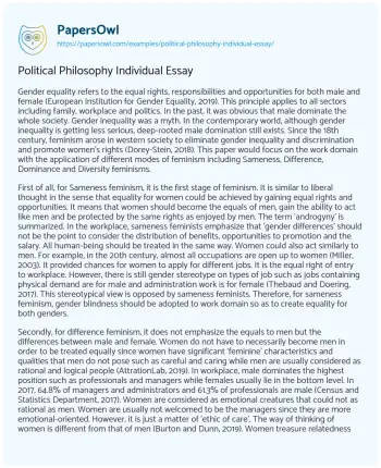 Essay on Political Philosophy Individual Essay