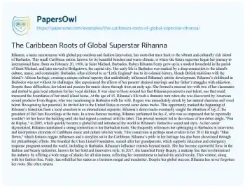 Essay on The Caribbean Roots of Global Superstar Rihanna