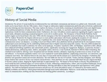 Essay on History of Social Media