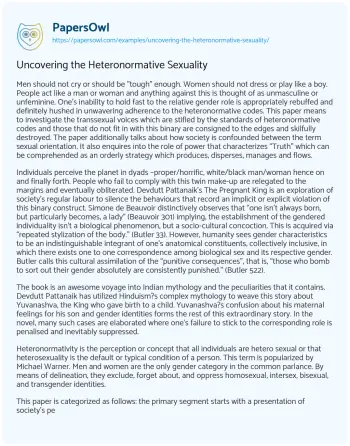 Essay on Uncovering the Heteronormative Sexuality