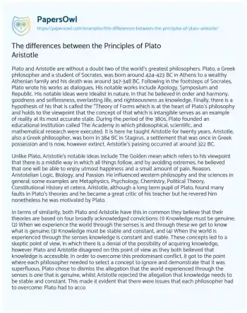 Essay on The Differences between the Principles of Plato Aristotle