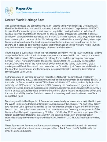 Essay on Unesco World Heritage Sites