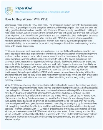 Essay on How to Help Women with PTSD