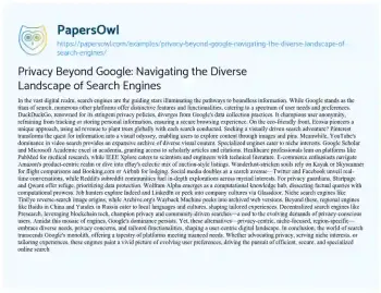 Essay on Privacy Beyond Google: Navigating the Diverse Landscape of Search Engines