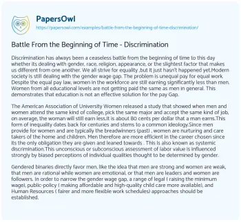 Essay on Battle from the Beginning of Time – Discrimination