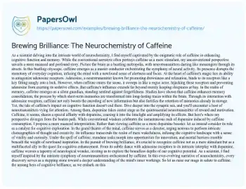 Essay on Brewing Brilliance: the Neurochemistry of Caffeine