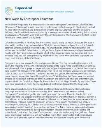 Essay on New World by Christopher Columbus