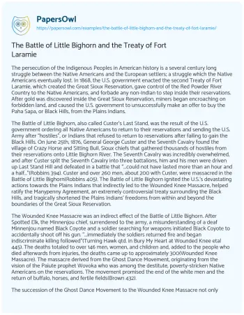 Essay on The Battle of Little Bighorn and the Treaty of Fort Laramie