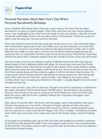 Essay on Personal Narrative about New Year’s Day where Personal NarrativeMy Birthdays