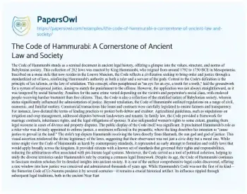 Essay on The Code of Hammurabi: a Cornerstone of Ancient Law and Society