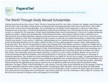 Essay on The World Through Study Abroad Scholarships