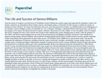 Essay on The Life and Success of Serena Williams