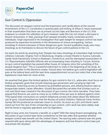 Essay on Gun Control is Oppression