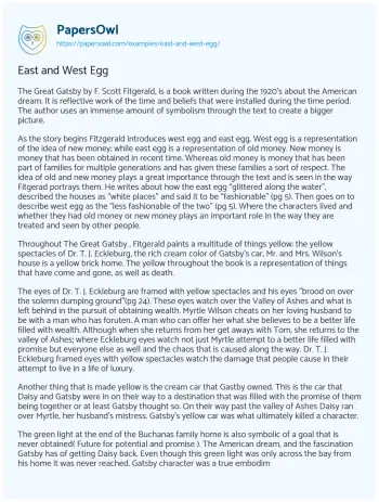 Essay on East and West Egg   