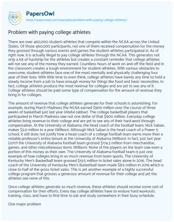 Essay on Problem with Paying College Athletes