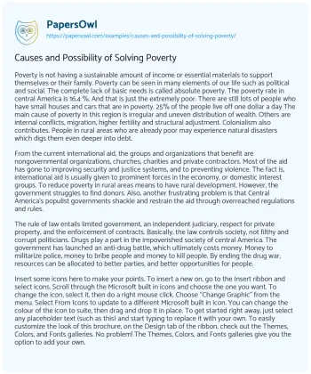 Essay on Causes and Possibility of Solving Poverty