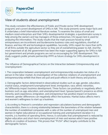 Essay on View of Students about Unemployment