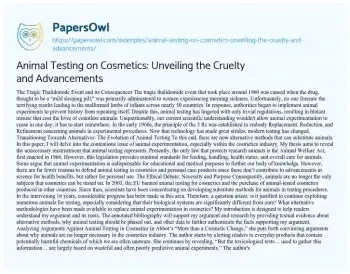 Essay on Animal Testing on Cosmetics: Unveiling the Cruelty and Advancements