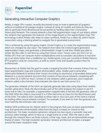 Essay on Generating Interactive Computer Graphics