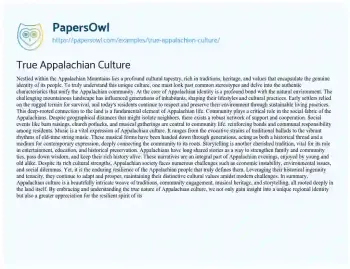 Essay on True Appalachian Culture