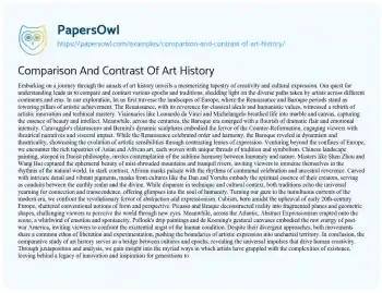 Essay on Comparison and Contrast of Art History