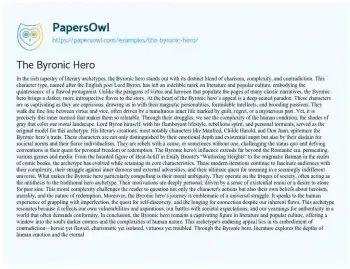 Essay on The Byronic Hero