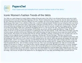 Essay on Iconic Women’s Fashion Trends of the 1960s