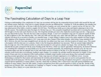 Essay on The Fascinating Calculation of Days in a Leap Year