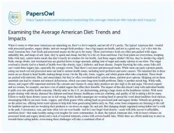 Essay on Examining the Average American Diet: Trends and Impacts