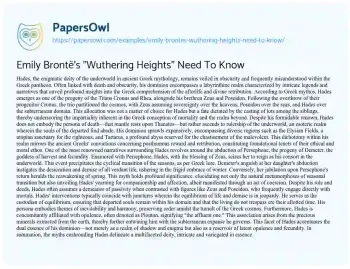 Essay on Emily Brontë’s “Wuthering Heights” Need to Know