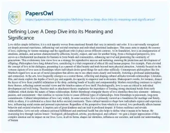 Essay on Defining Love: a Deep Dive into its Meaning and Significance