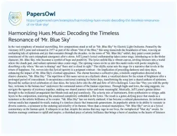 Essay on Harmonizing Hues Music: Decoding the Timeless Resonance of ‘Mr. Blue Sky’