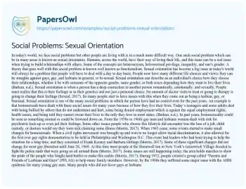 Essay on Social Problems: Sexual Orientation