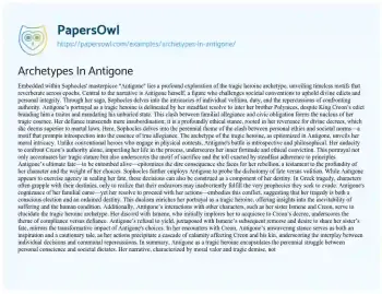 Essay on Archetypes in Antigone