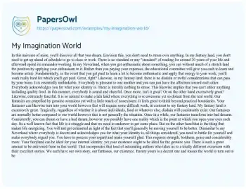 Essay on My Imagination World