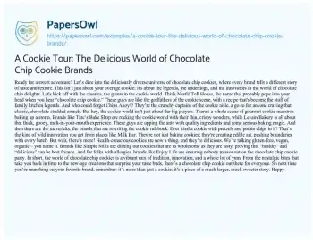 Essay on A Cookie Tour: the Delicious World of Chocolate Chip Cookie Brands