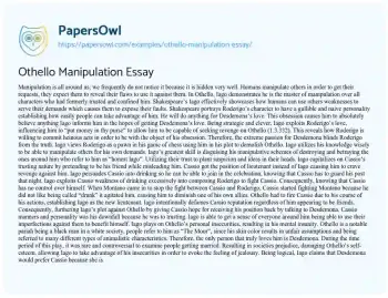 Essay on Othello Manipulation Essay