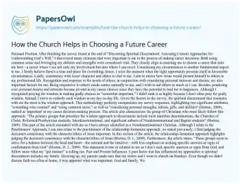 Essay on How the Church Helps in Choosing a Future Career