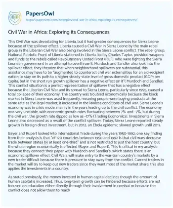 Essay on Civil War in Africa: Exploring its Consequences