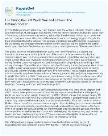 Essay on Life during the First World War and Kafka’s “The Metamorphosis”