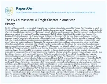 Essay on The my Lai Massacre: a Tragic Chapter in American History